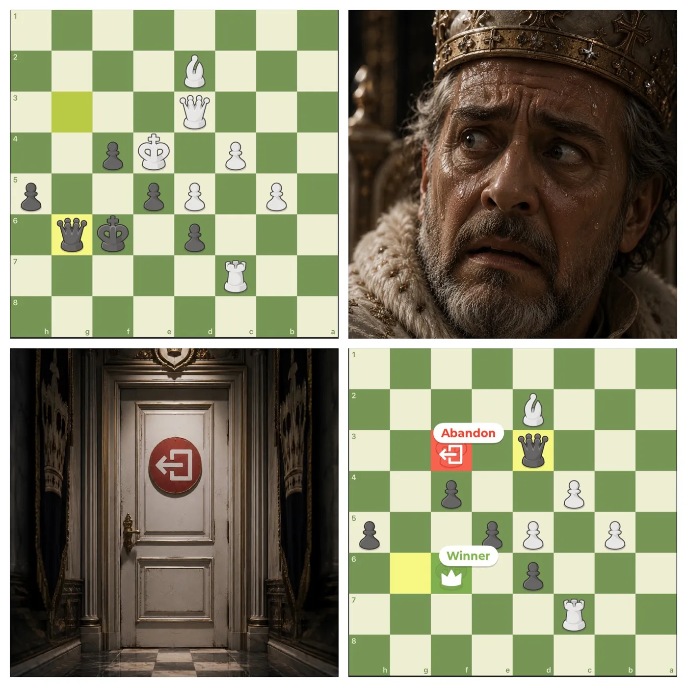 White king sweats, then abandons a lost position